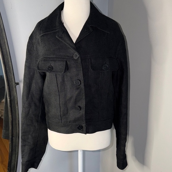Ralph Lauren Purple Label Jackets & Blazers - Ralph Lauren Collections Purple Label 100% Linen Black Cropped Button-Front